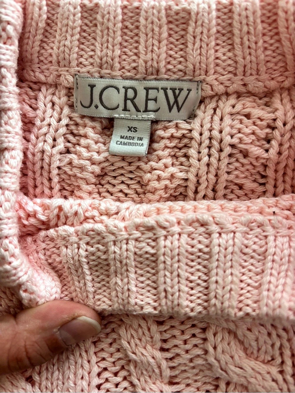 NWOT J.CREW Cable Knit Crewneck Sweater in Blush Pink Size XS - Picture 5 of 6